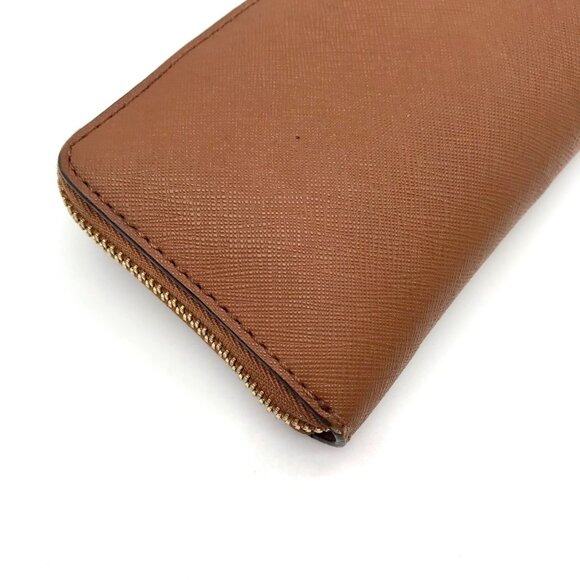 Michael Kors Brown Saffiano Leather Jet Set Zip Around Wallet - Picture 6 of 10